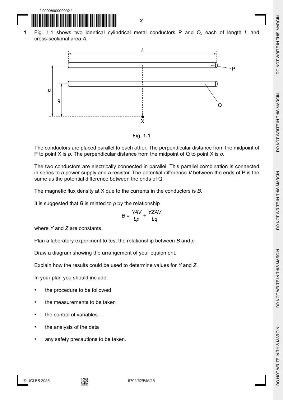 9702 / 52 question 1, page 1 of 3