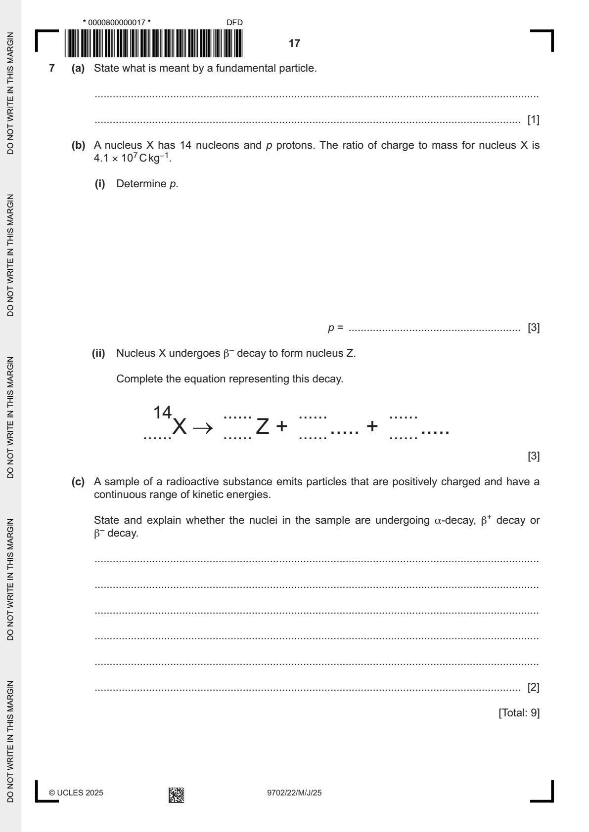9702 / 22 question 7, page 1 of 1